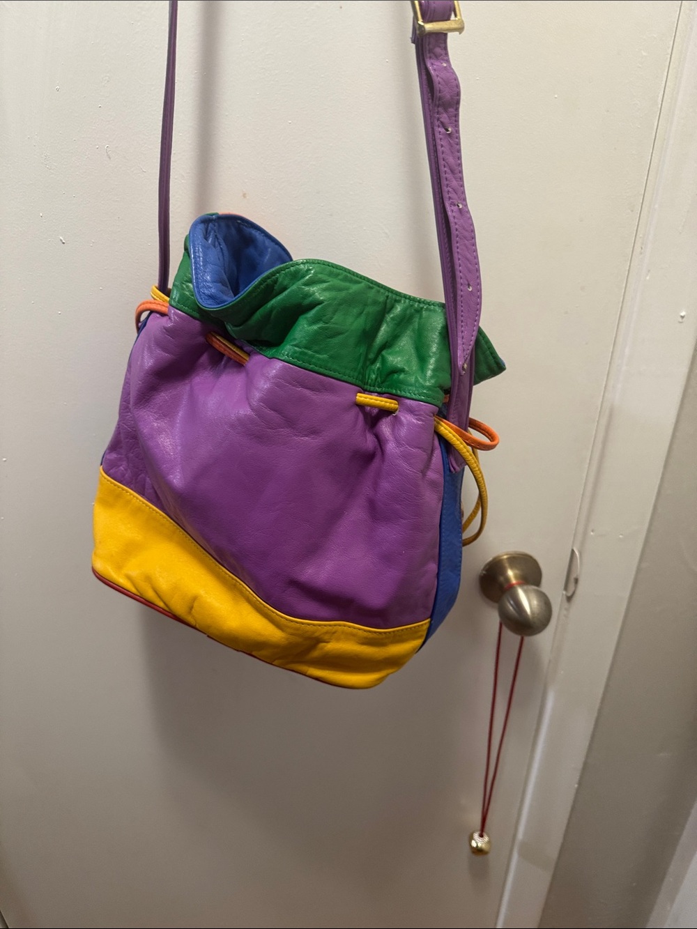 Colorful Embellished Drawstring Crossbody Bag - Purple, Pink, Orange, Blue(13) - Picture 4 of 4